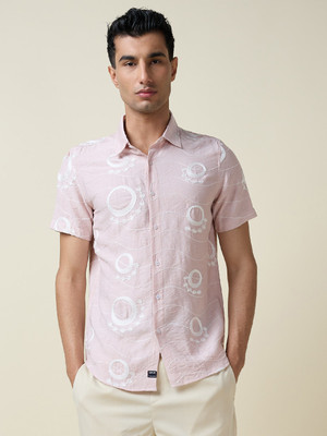 THOMAS SCOTT Men Printed Casual Pink Shirt