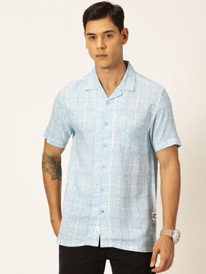 THOMAS SCOTT Men Floral Print Casual Blue Shirt