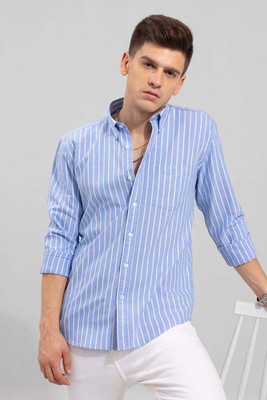 U TURN Men Printed Casual Blue Shirt