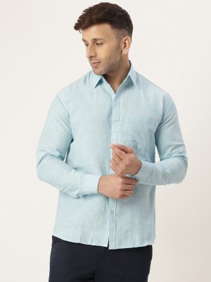 RIAG Men Self Design Casual Light Blue Shirt