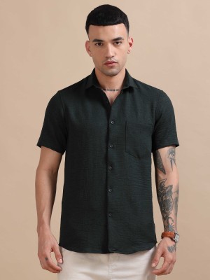 HOUSE OF MAHNOTS Men Solid Casual Green Shirt