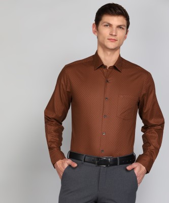 ARROW Men Self Design Formal Maroon Shirt