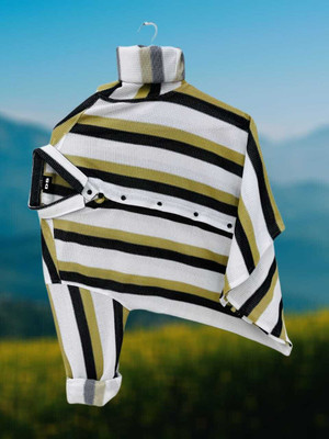 Braxumber Men Striped Casual Yellow Shirt