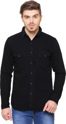 KUONS AVENUE Men Washed Casual Black Shirt