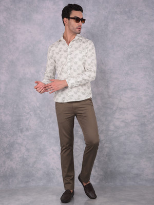 CRIMSOUNE CLUB Men Printed Casual White Shirt