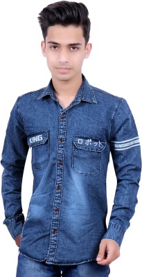 SQS Boys Washed Casual Blue Shirt