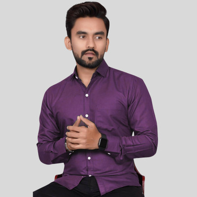 CLOSWIF CREATIONS Men Solid Casual Purple Shirt