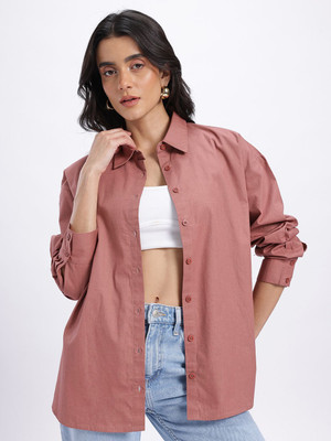 Glitchez Women Solid Casual Red Shirt