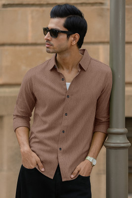 Khushi Creation Men Solid Casual Brown Shirt