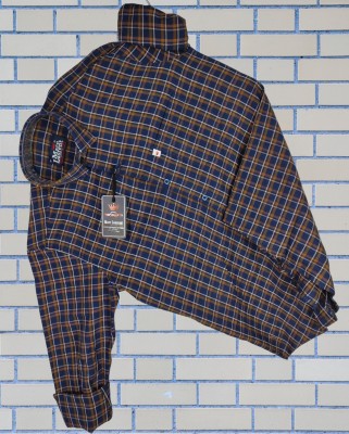 Marc Laurent Men Checkered Casual Brown, Dark Blue, White Shirt