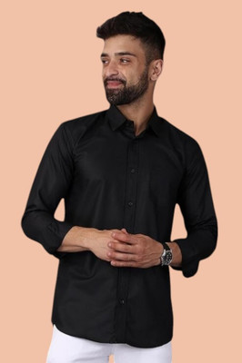 Azyroo Men Solid Formal Black Shirt