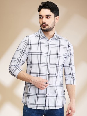 BEING HUMAN Men Checkered Casual White Shirt