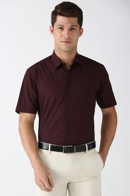 PETER ENGLAND Men Printed Formal Maroon Shirt
