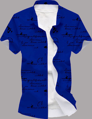 METRONAUT Men Printed Casual Blue Shirt