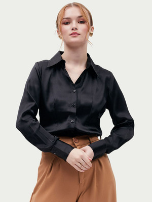 stylo queen Women Solid Party Black Shirt