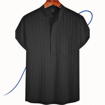A Dearise Trend Men Self Design Casual Black Shirt