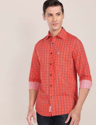 U.S. POLO ASSN. Men Checkered Casual Red Shirt