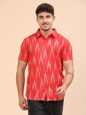 Moda Rapido Men Self Design Casual Red Shirt