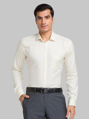 COLORPLUS Men Checkered Formal Beige, Grey Shirt