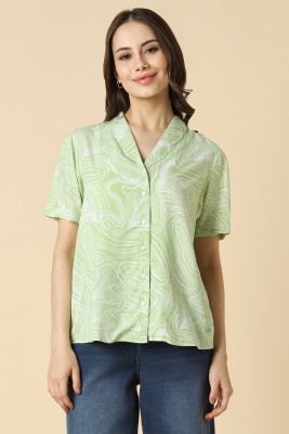 Allen Solly Women Printed Casual Green Shirt