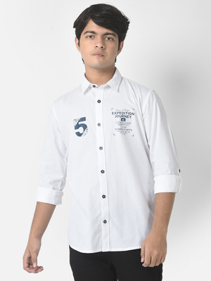 CRIMSOUNE CLUB Boys Printed Casual White Shirt