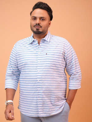 HIGHLANDER Men Striped Casual White Shirt