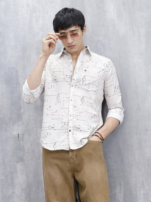 WROGN Men Printed Casual Beige Shirt