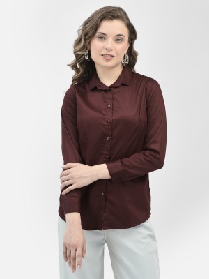 CRIMSOUNE CLUB Women Solid Casual Maroon Shirt