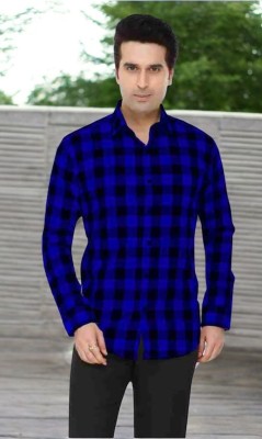 SHAH TEXTILES Men Checkered Casual Blue, Black Shirt