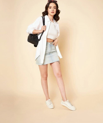 Fab Star Women Solid Casual White Shirt