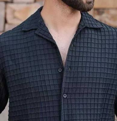 NIVNSH CREATION Men Self Design Casual Black Shirt