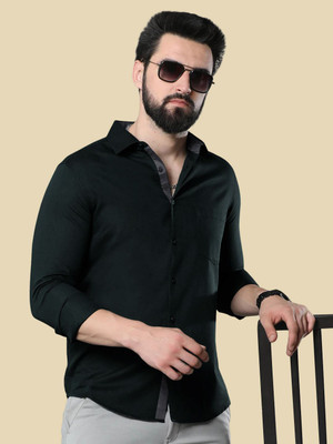 Moda Rapido Men Solid Formal Green Shirt