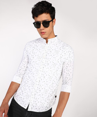 Spykar Men Floral Print Casual White Shirt
