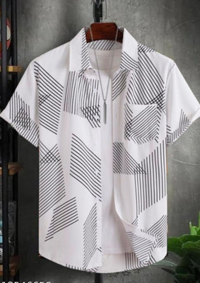 Varni Creation Men Printed Casual White, Grey Shirt