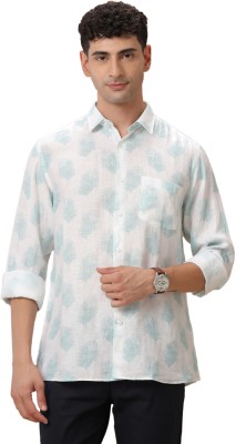 Linen Club Men Printed Casual Blue Shirt