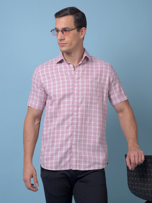 CRIMSOUNE CLUB Men Checkered Casual Purple Shirt