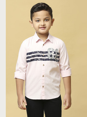KILLER Boys Striped Casual Pink, Black, Grey Shirt