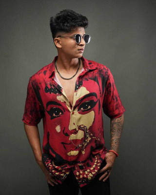 lCome Men Self Design Casual Red Shirt