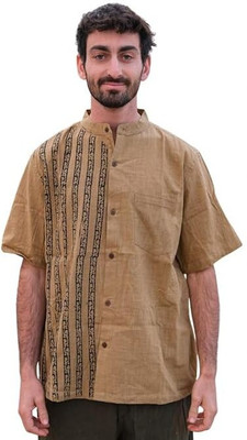 CRYSTALHEAL Men Printed Casual Brown Shirt
