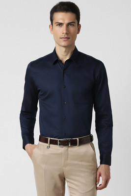 PETER ENGLAND Men Solid Formal Dark Blue Shirt