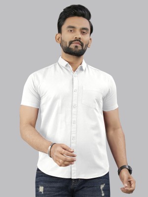 Jicott Men Solid Party White Shirt