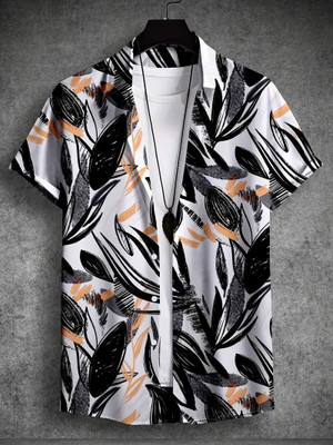 JJ CROWN CREATION Men Printed Party Black Shirt