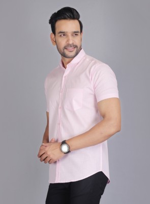 FAVNIC Men Solid Casual Pink Shirt