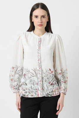 VAN HEUSEN Party Printed Women White Top