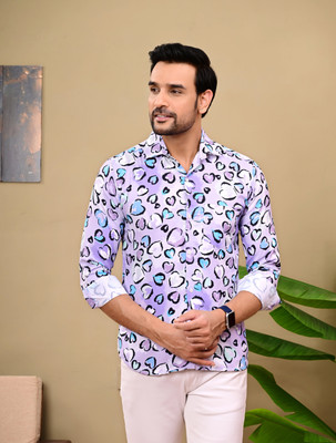 Akshita Enterprises Men Graphic Print Casual Purple Shirt