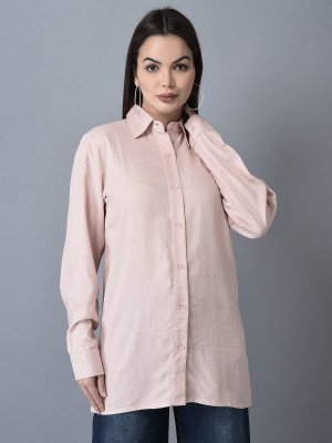 Canoe Women Solid Casual Pink Shirt