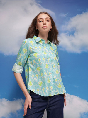 CORSICA Women Printed Party Blue Shirt