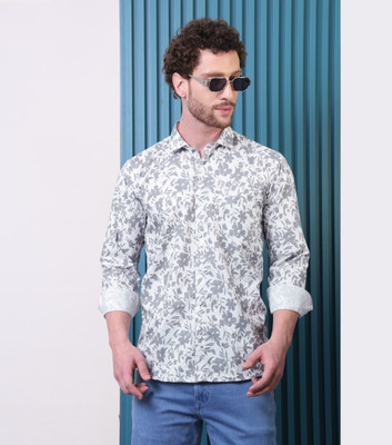 CONTRARY Men Printed Formal Grey Shirt