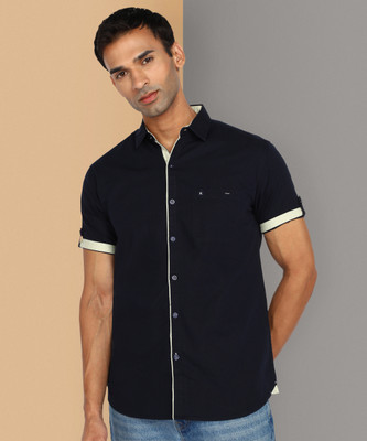 KUONS AVENUE Men Solid Casual Blue Shirt