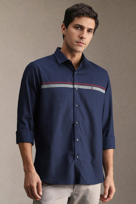 LOUIS PHILIPPE Men Striped Casual Dark Blue Shirt